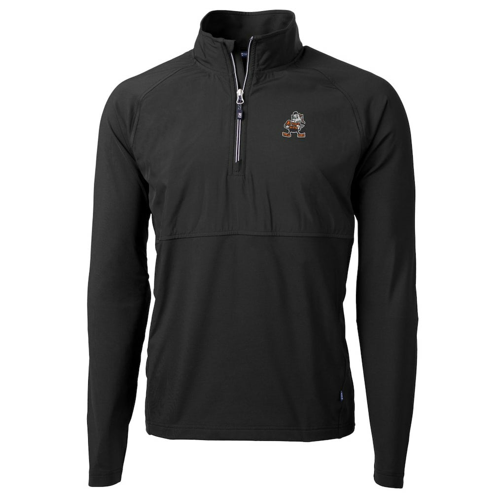 Cleveland Browns  Cutter & Buck Adapt Eco Knit Hybrid Recycled Quarter-Zip Throwback Pullover Top