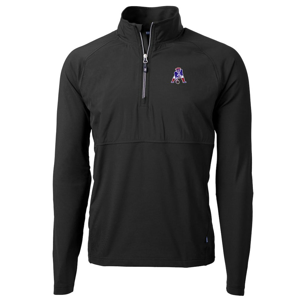 New England Patriots  Cutter & Buck Adapt Eco Knit Hybrid Recycled Quarter-Zip Throwback Pullover Top
