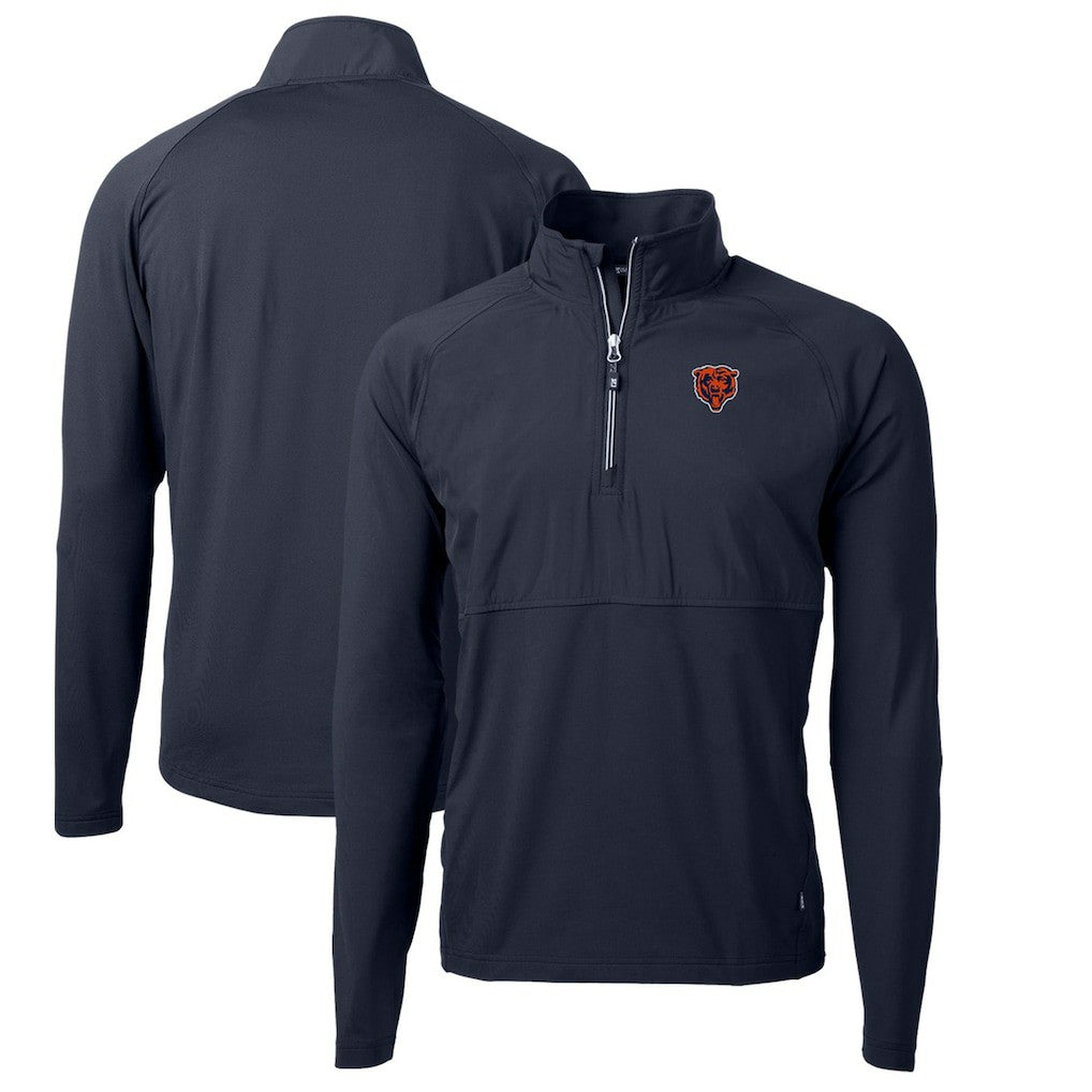 Chicago Bears  Cutter & Buck Adapt Eco Knit Hybrid Recycled Quarter-Zip Throwback Pullover Top