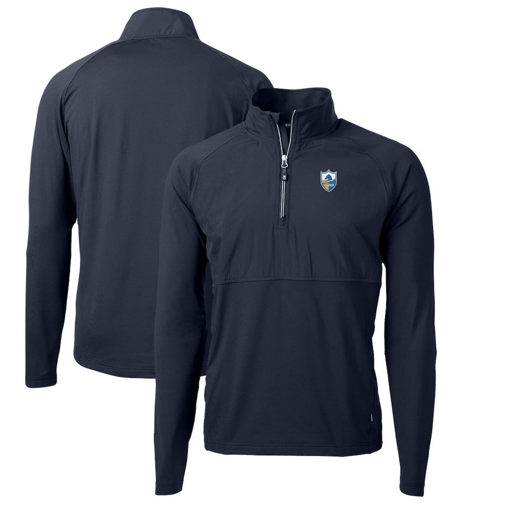 Los Angeles Chargers  Cutter & Buck Adapt Eco Knit Hybrid Recycled Quarter-Zip Throwback Pullover Top