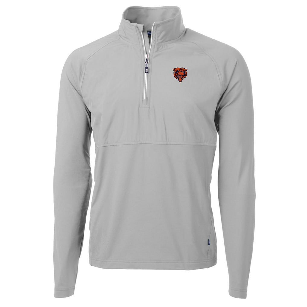 Chicago Bears  Cutter & Buck Adapt Eco Knit Hybrid Recycled Quarter-Zip Throwback Pullover Top
