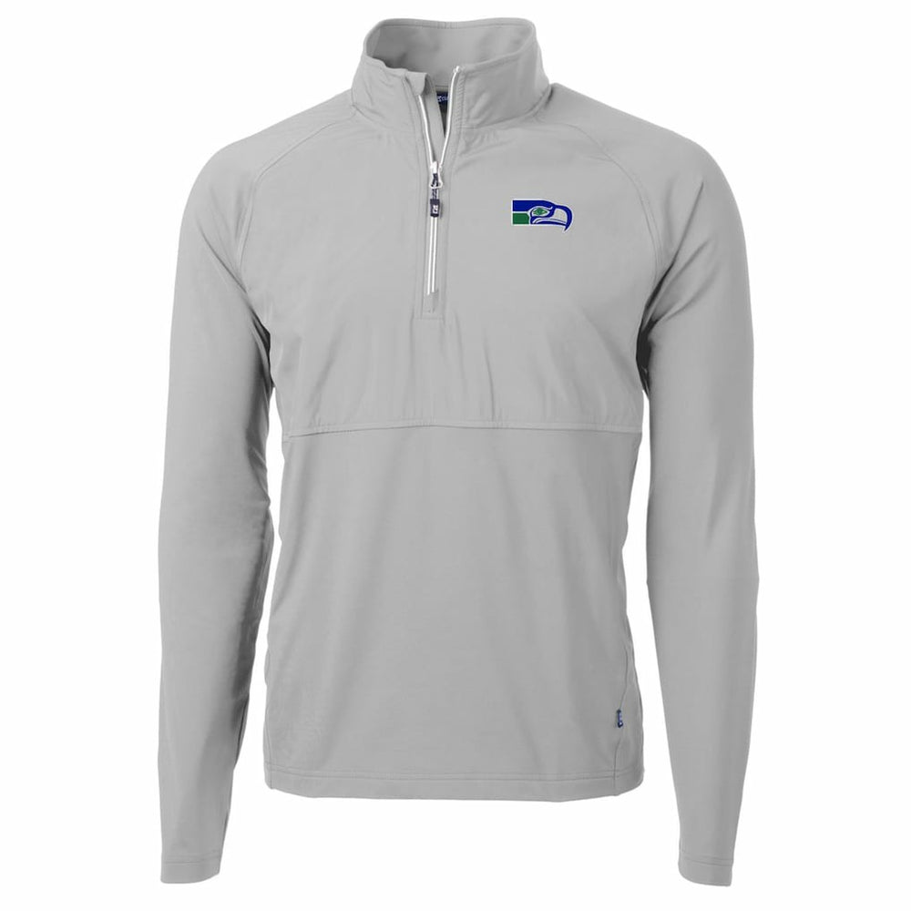 Seattle Seahawks  Cutter & Buck Adapt Eco Knit Hybrid Recycled Quarter-Zip Throwback Pullover Top