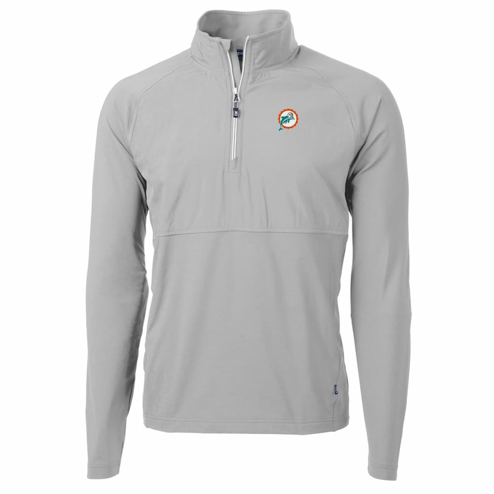 Miami Dolphins  Cutter & Buck Adapt Eco Knit Hybrid Recycled Quarter-Zip Throwback Pullover Top