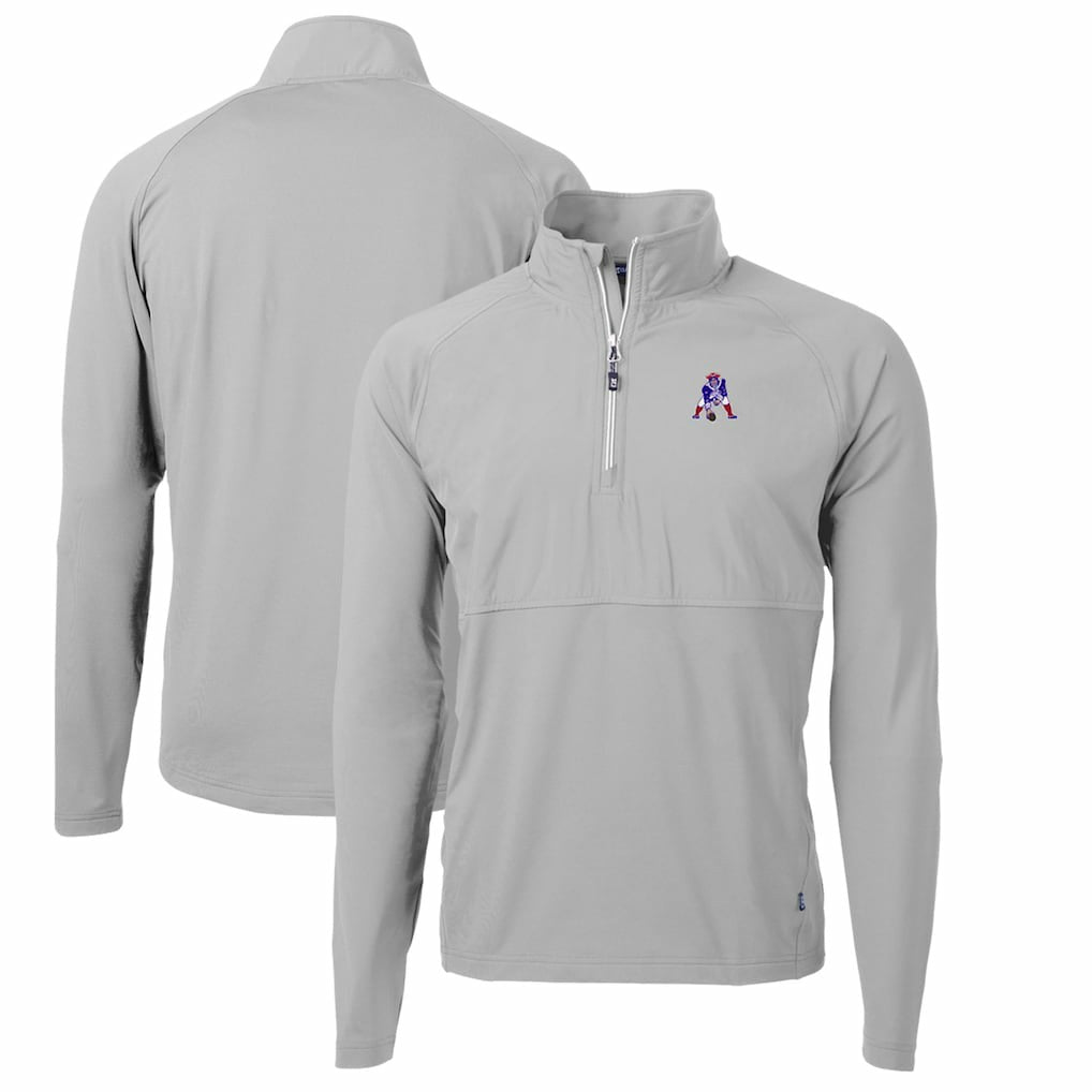New England Patriots  Cutter & Buck Adapt Eco Knit Hybrid Recycled Quarter-Zip Throwback Pullover Top