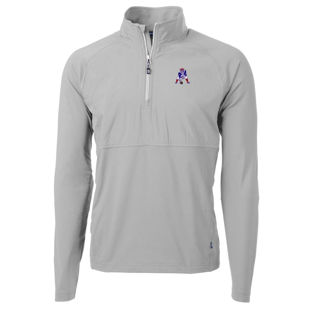 New England Patriots  Cutter & Buck Adapt Eco Knit Hybrid Recycled Quarter-Zip Throwback Pullover Top