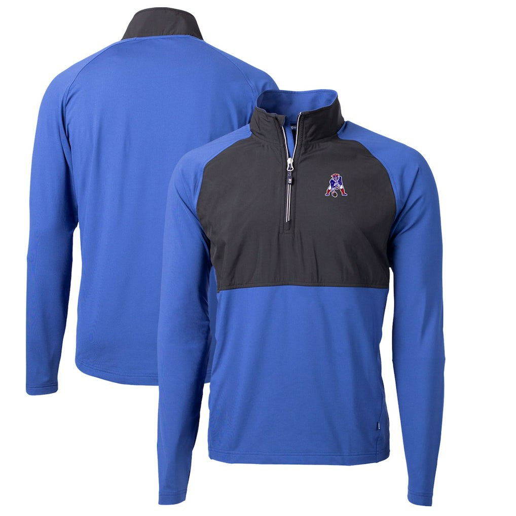 New England Patriots  Cutter & Buck Adapt Eco Knit Hybrid Recycled Quarter-Zip Throwback Pullover Top