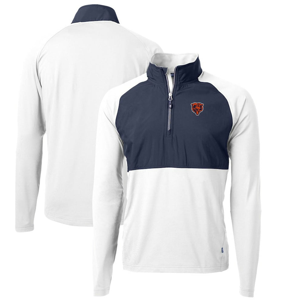 Chicago Bears  Cutter & Buck Adapt Eco Knit Hybrid Recycled Quarter-Zip Throwback Pullover Top