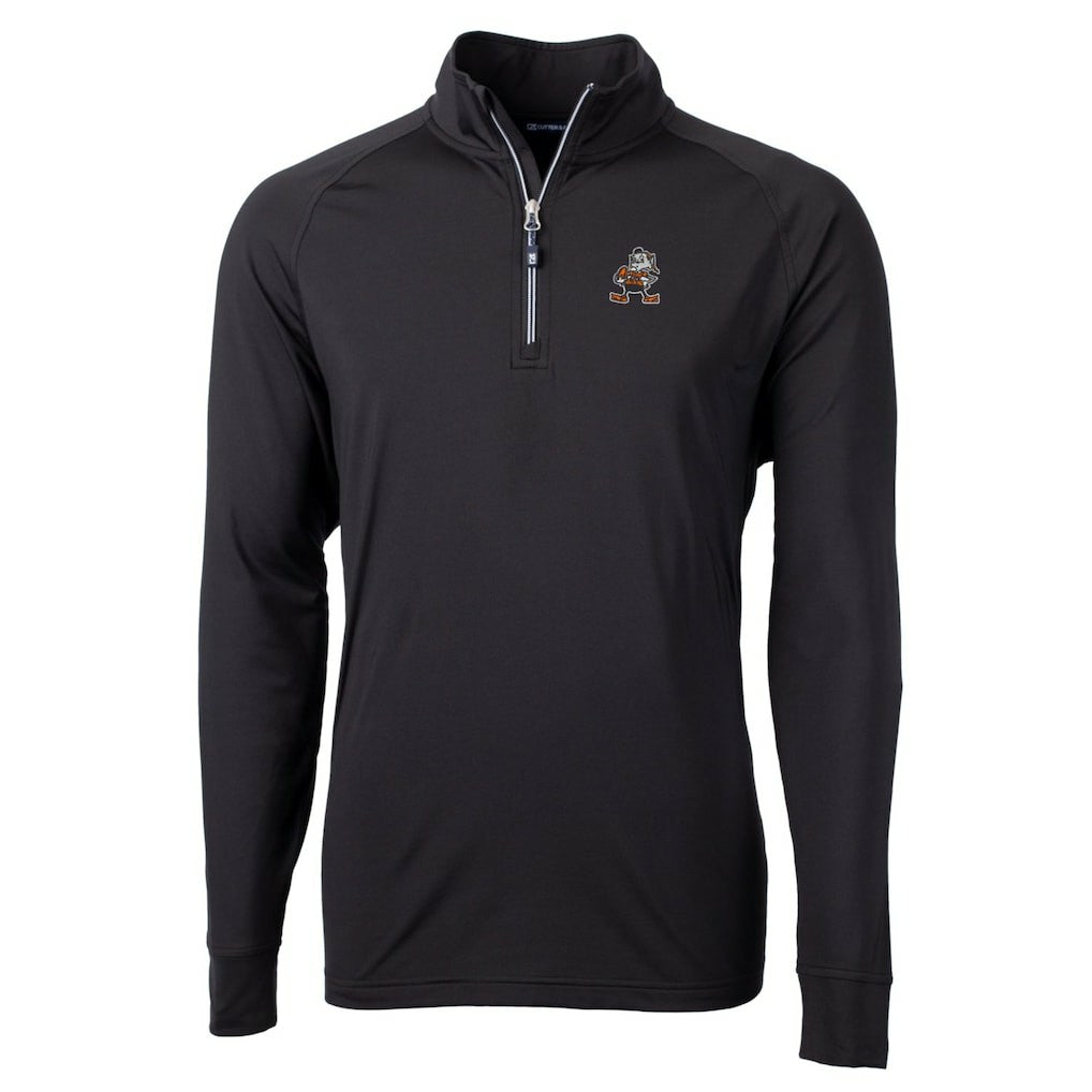 Cleveland Browns  Cutter & Buck Adapt Eco Knit Stretch Recycled Quarter-Zip Throwback Pullover Top
