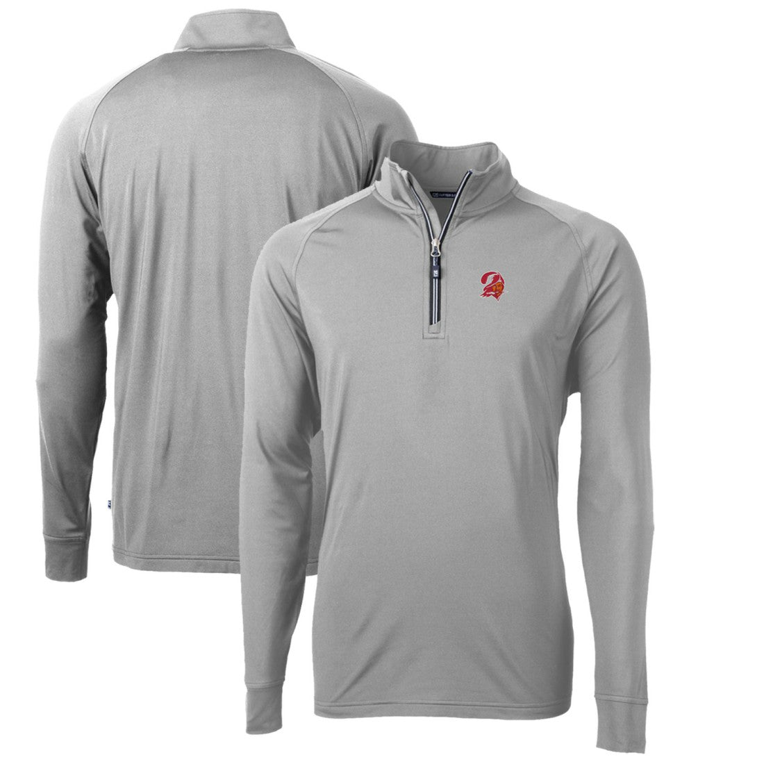 Tampa Bay Buccaneers  Cutter & Buck Adapt Eco Knit Stretch Recycled Quarter-Zip Throwback Pullover Top