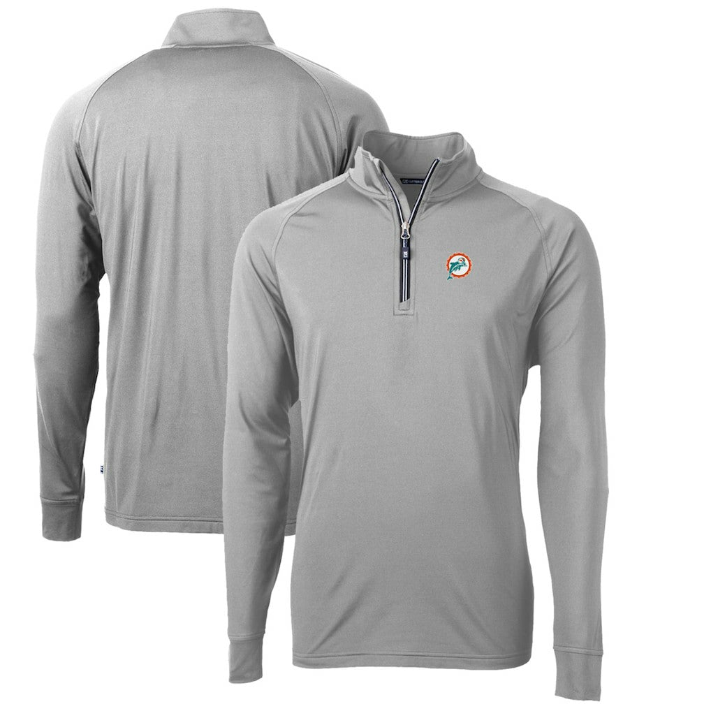 Miami Dolphins  Cutter & Buck Adapt Eco Knit Stretch Recycled Quarter-Zip Throwback Pullover Top