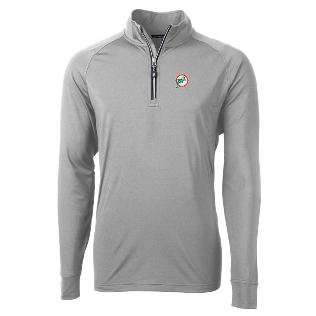 Miami Dolphins  Cutter & Buck Adapt Eco Knit Stretch Recycled Quarter-Zip Throwback Pullover Top