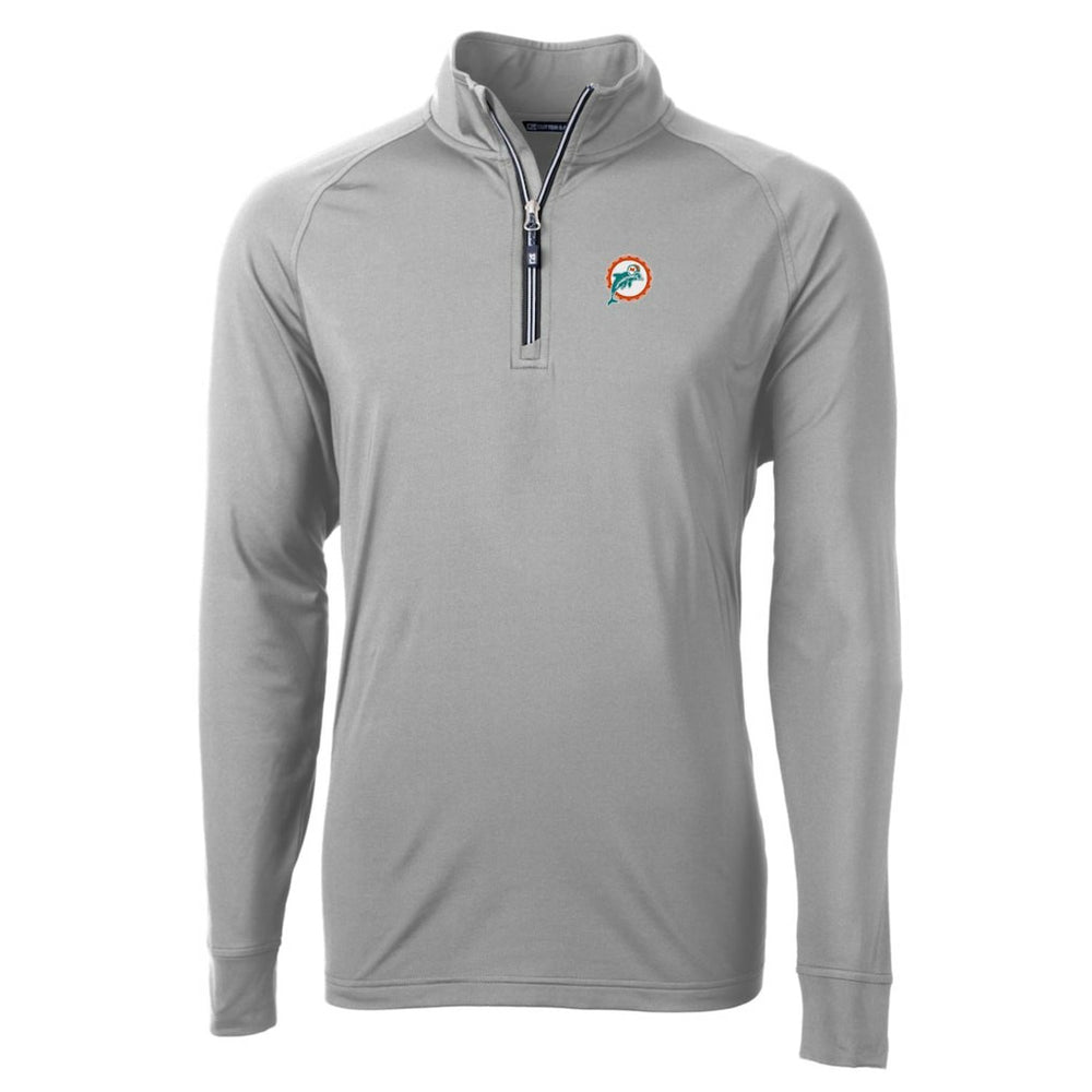 Miami Dolphins  Cutter & Buck Adapt Eco Knit Stretch Recycled Quarter-Zip Throwback Pullover Top