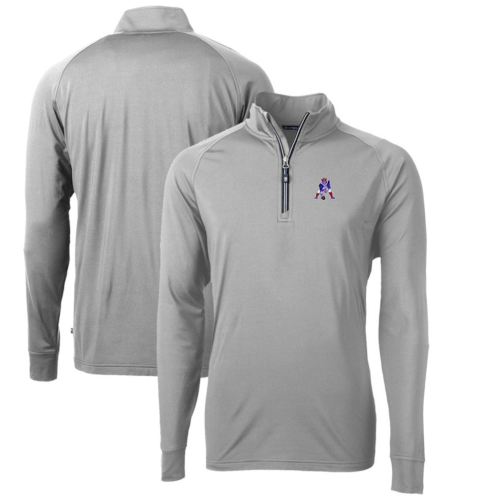 New England Patriots  Cutter & Buck Adapt Eco Knit Stretch Recycled Quarter-Zip Throwback Pullover Top