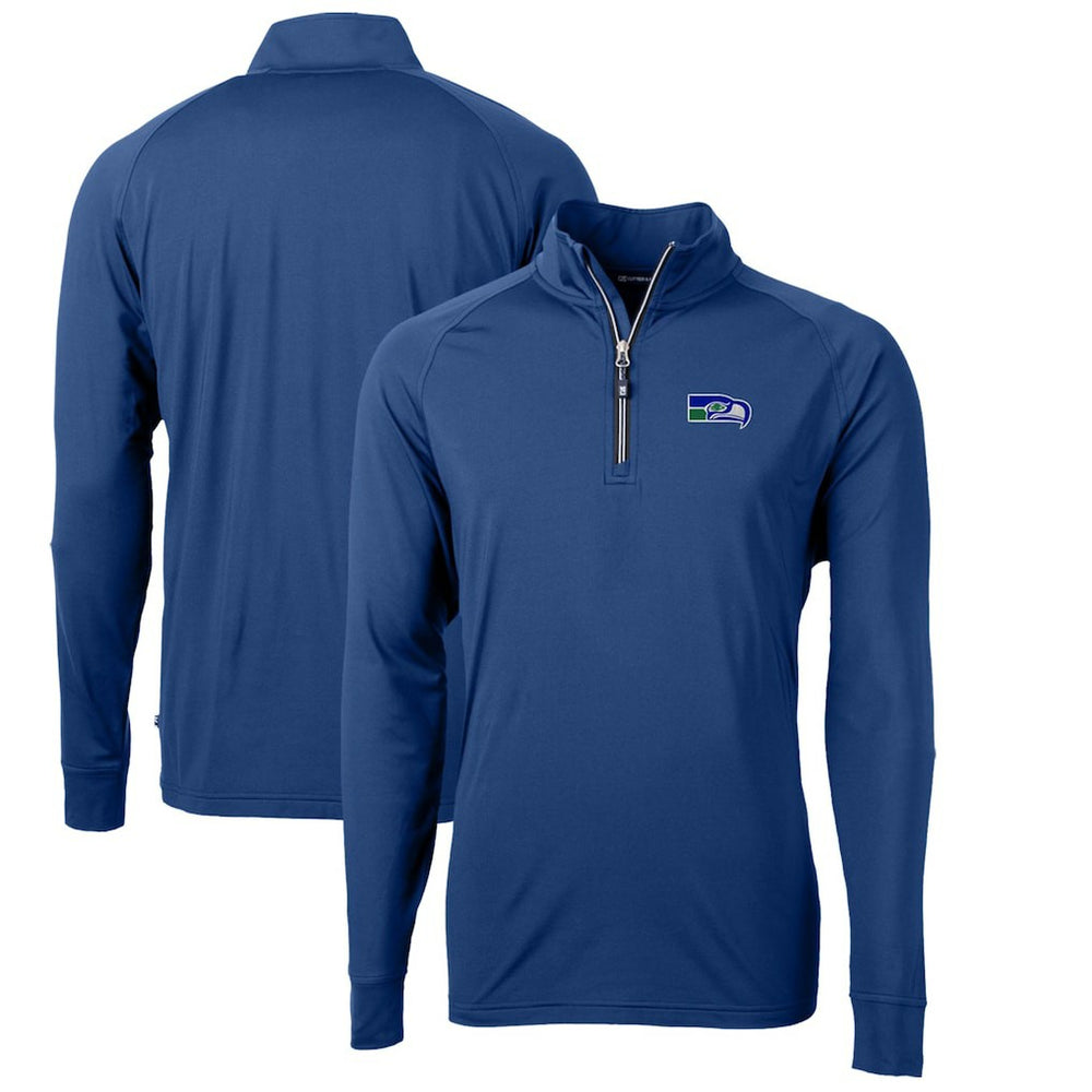 Seattle Seahawks  Cutter & Buck Adapt Eco Knit Stretch Recycled Quarter-Zip Throwback Pullover Top