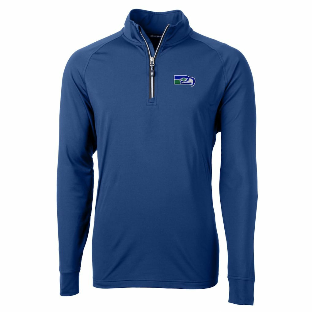Seattle Seahawks  Cutter & Buck Adapt Eco Knit Stretch Recycled Quarter-Zip Throwback Pullover Top