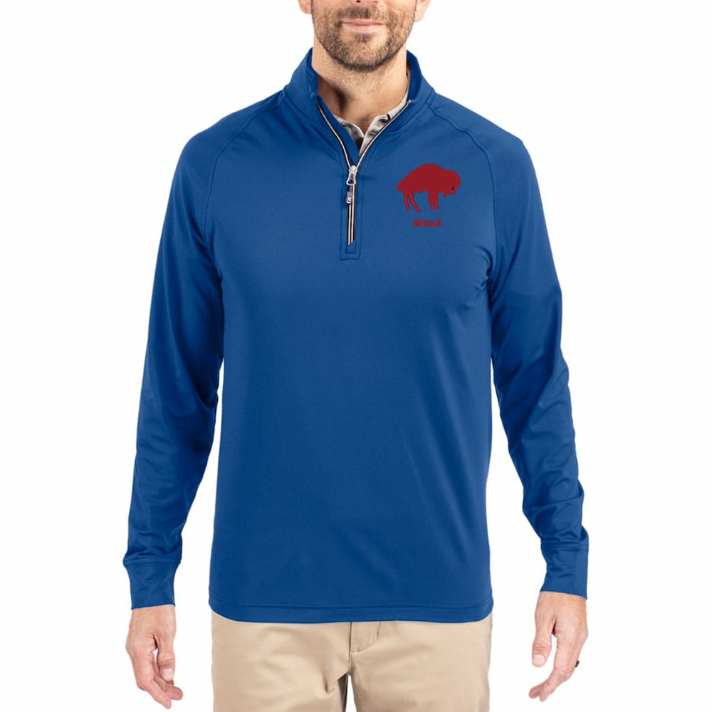 Buffalo Bills  Cutter & Buck Adapt Eco Knit Stretch Recycled Quarter-Zip Throwback Pullover Top