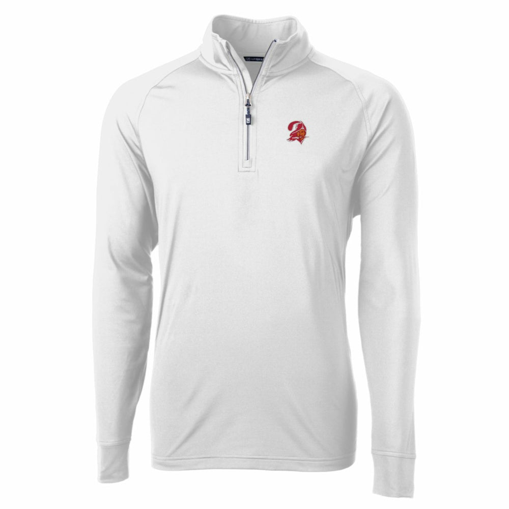 Tampa Bay Buccaneers  Cutter & Buck Adapt Eco Knit Stretch Recycled Quarter-Zip Throwback Pullover Top