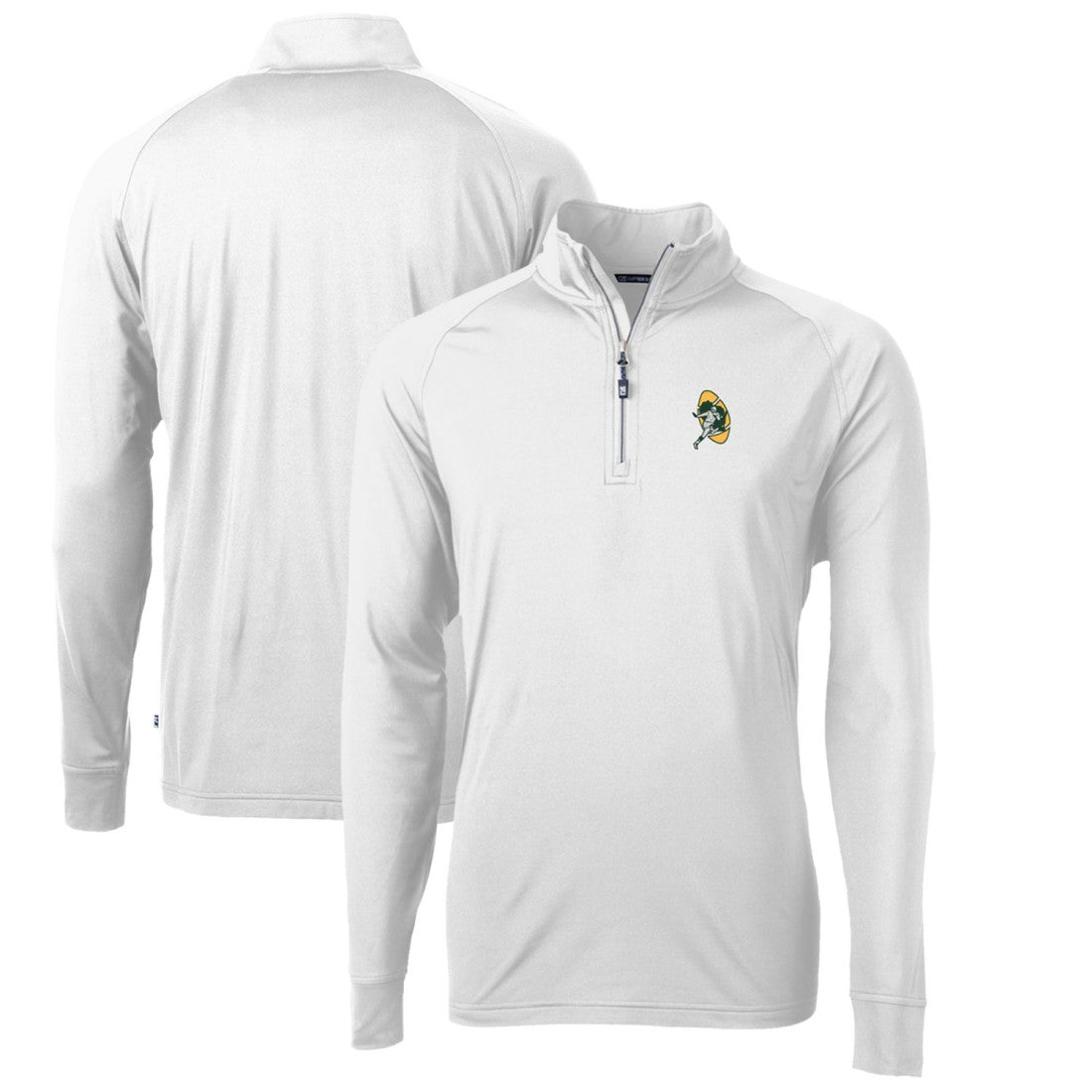 Green Bay Packers  Cutter & Buck Adapt Eco Knit Stretch Recycled Quarter-Zip Throwback Pullover Top