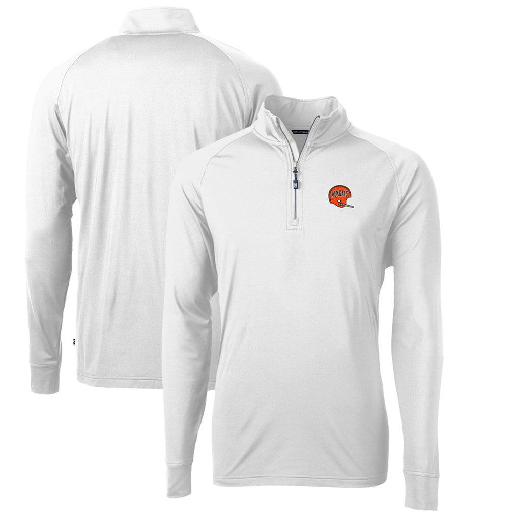Cincinnati Bengals  Cutter & Buck Adapt Eco Knit Stretch Recycled Quarter-Zip Throwback Pullover Top