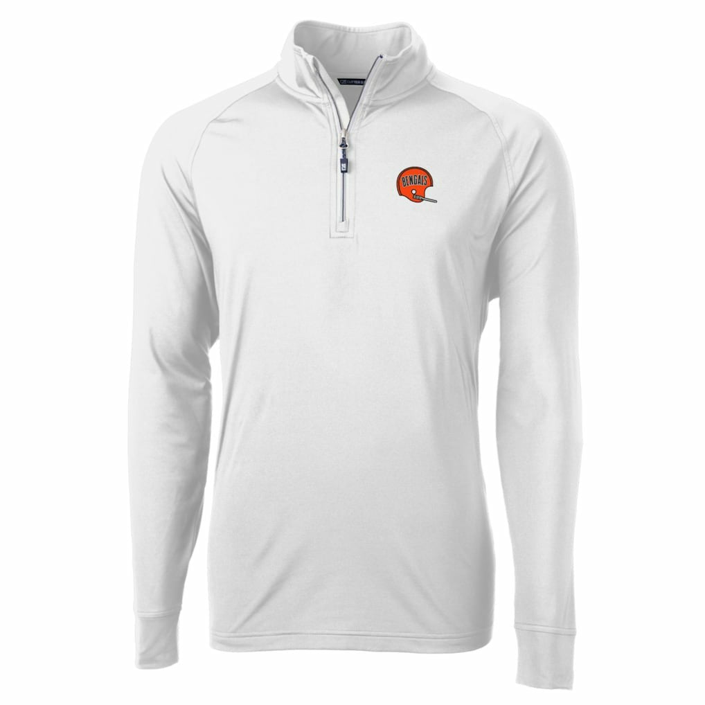 Cincinnati Bengals  Cutter & Buck Adapt Eco Knit Stretch Recycled Quarter-Zip Throwback Pullover Top