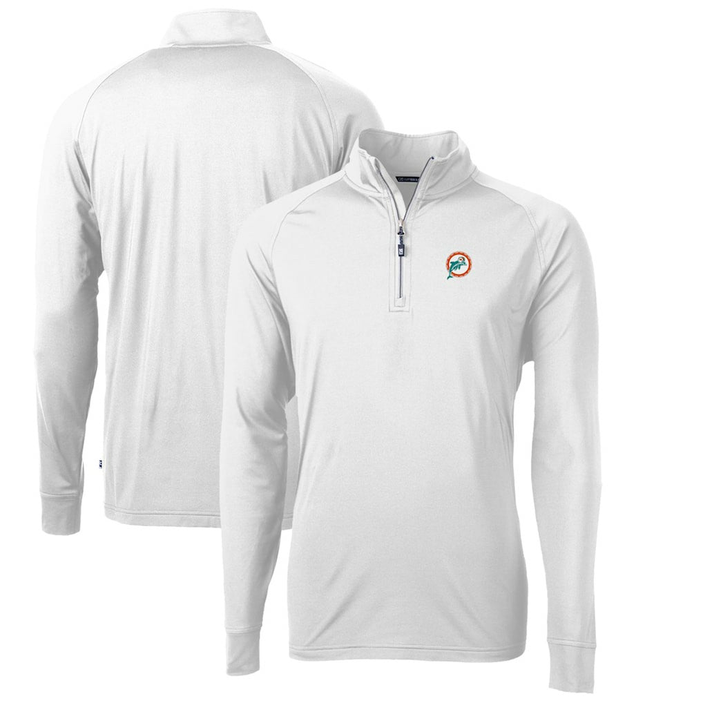 Miami Dolphins  Cutter & Buck Adapt Eco Knit Stretch Recycled Quarter-Zip Throwback Pullover Top