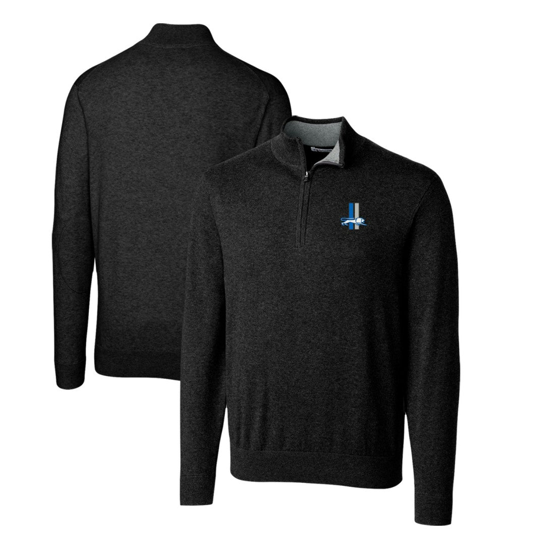 Detroit Lions  Cutter & Buck Throwback Logo Lakemont Tri-Blend Quarter-Zip Pullover Sweater