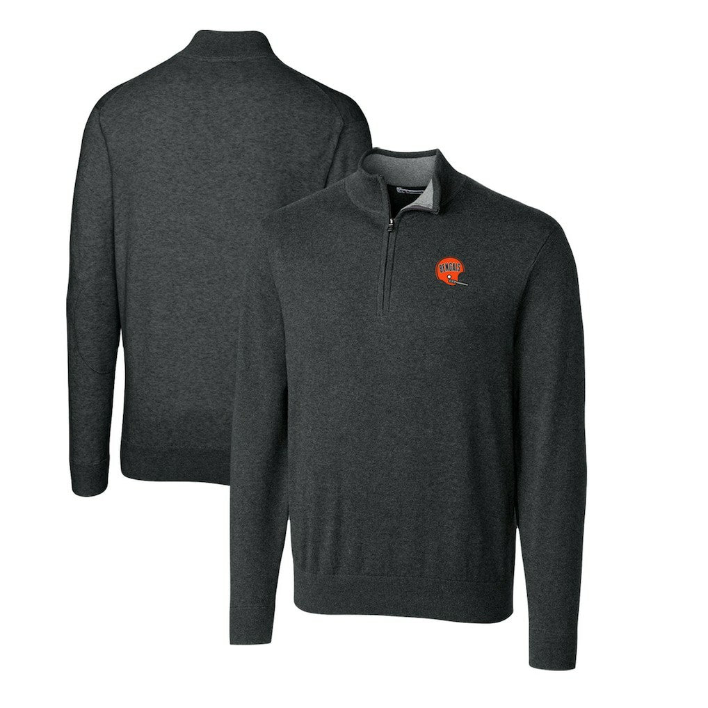Cincinnati Bengals  Cutter & Buck Throwback Logo Lakemont Tri-Blend Quarter-Zip Pullover Sweater