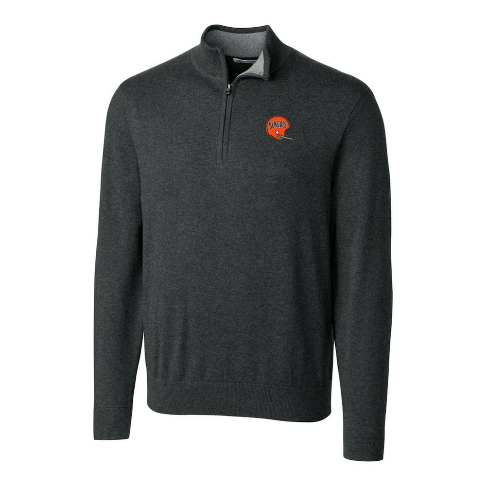 Cincinnati Bengals  Cutter & Buck Throwback Logo Lakemont Tri-Blend Quarter-Zip Pullover Sweater