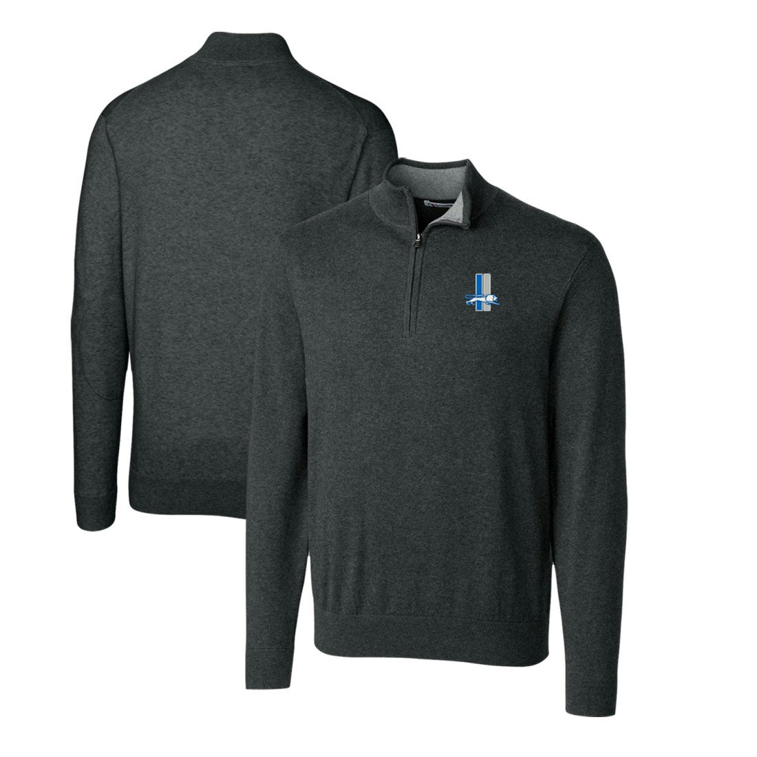 Detroit Lions  Cutter & Buck Throwback Logo Lakemont Tri-Blend Quarter-Zip Pullover Sweater