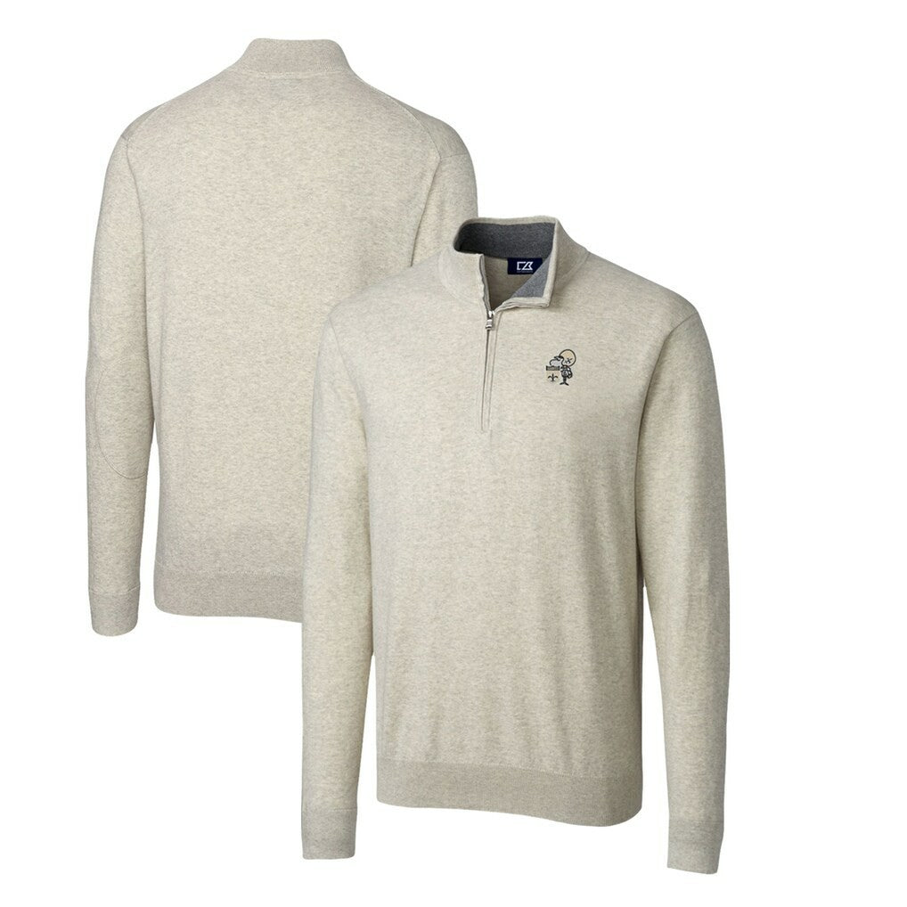 New Orleans Saints  Cutter & Buck Throwback Logo Lakemont Tri-Blend Quarter-Zip Pullover Sweater