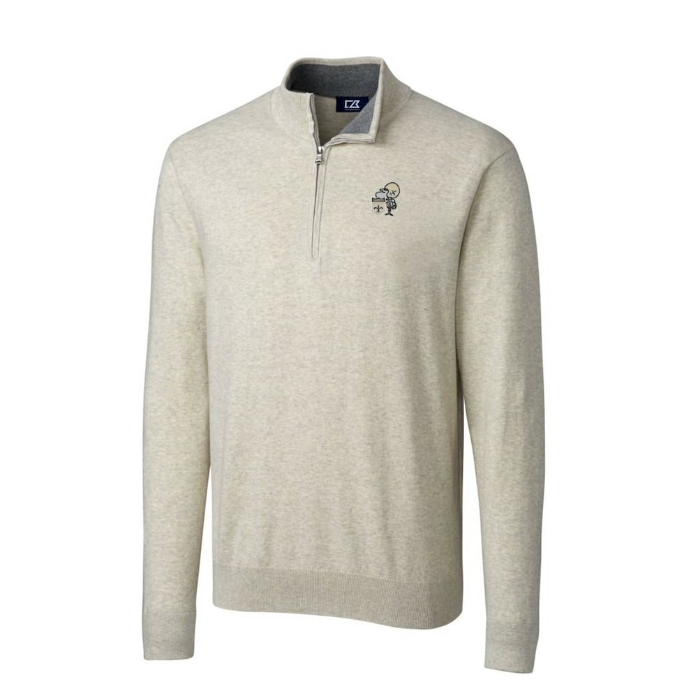 New Orleans Saints  Cutter & Buck Throwback Logo Lakemont Tri-Blend Quarter-Zip Pullover Sweater