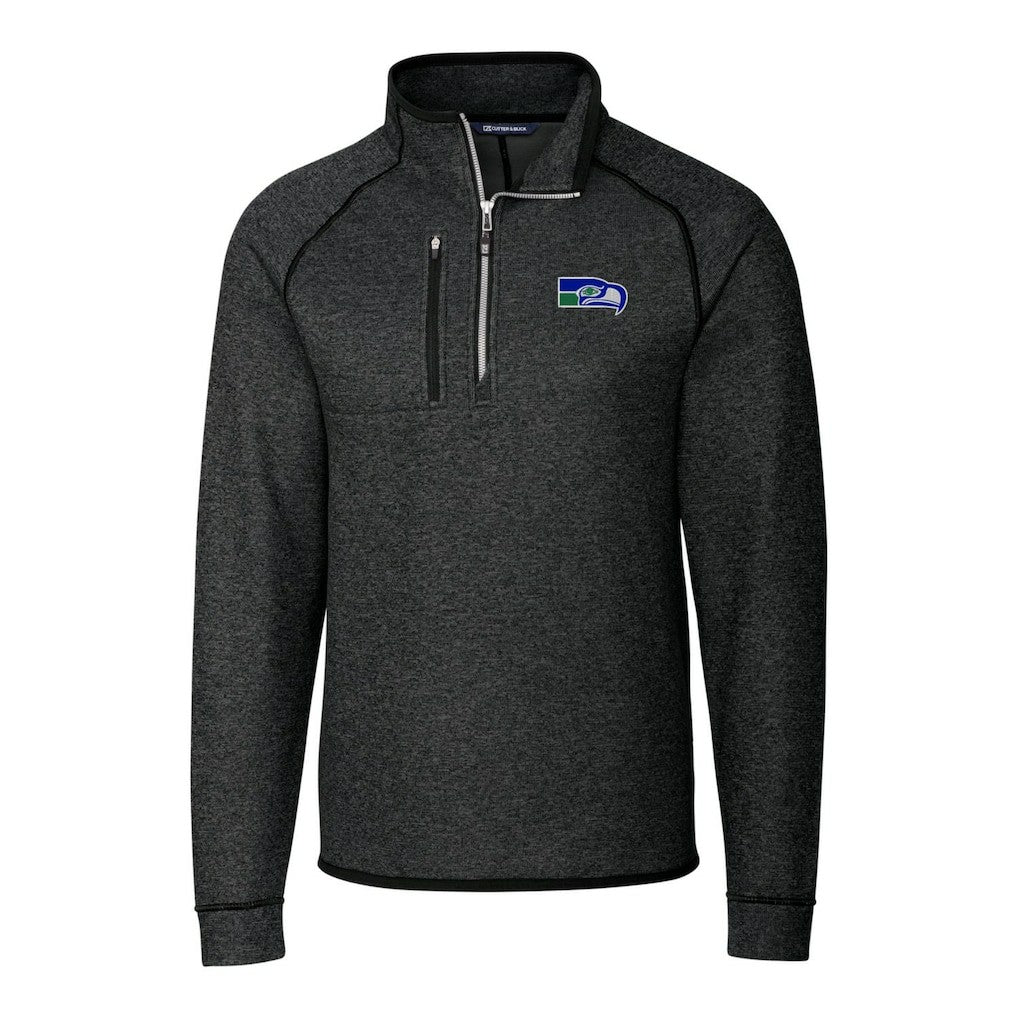 Seattle Seahawks  Cutter & Buck Throwback Logo Mainsail Sweater-Knit Half-Zip Pullover Jacket