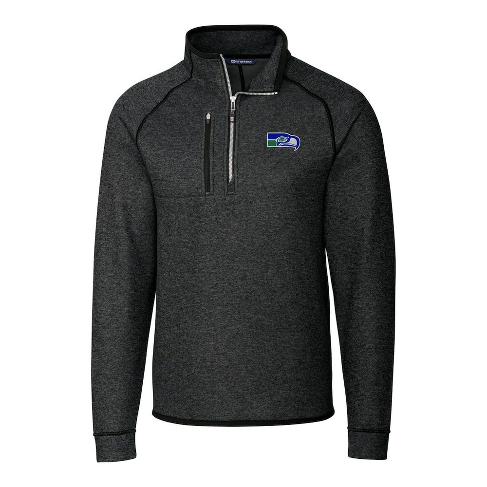 Seattle Seahawks  Cutter & Buck Throwback Logo Mainsail Sweater-Knit Half-Zip Pullover Jacket