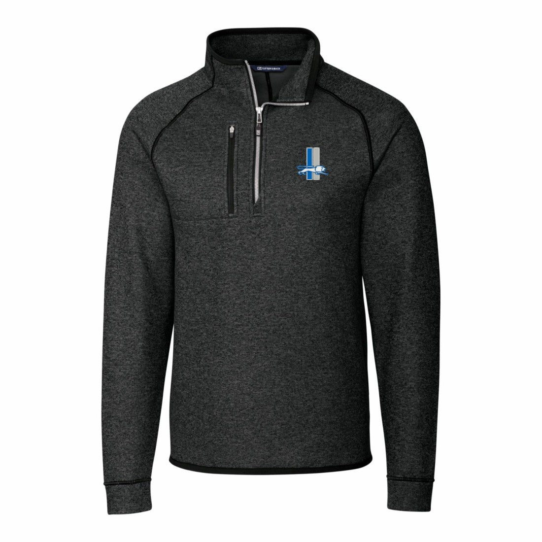 Detroit Lions  Cutter & Buck Throwback Logo Mainsail Sweater-Knit Half-Zip Pullover Jacket