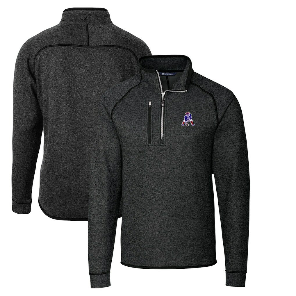 New England Patriots  Cutter & Buck Throwback Logo Mainsail Sweater-Knit Half-Zip Pullover Jacket