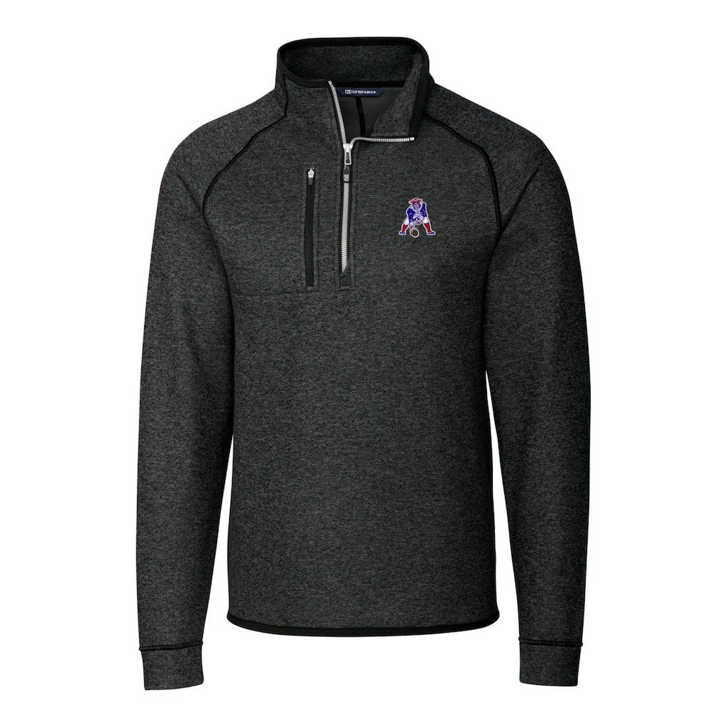 New England Patriots  Cutter & Buck Throwback Logo Mainsail Sweater-Knit Half-Zip Pullover Jacket