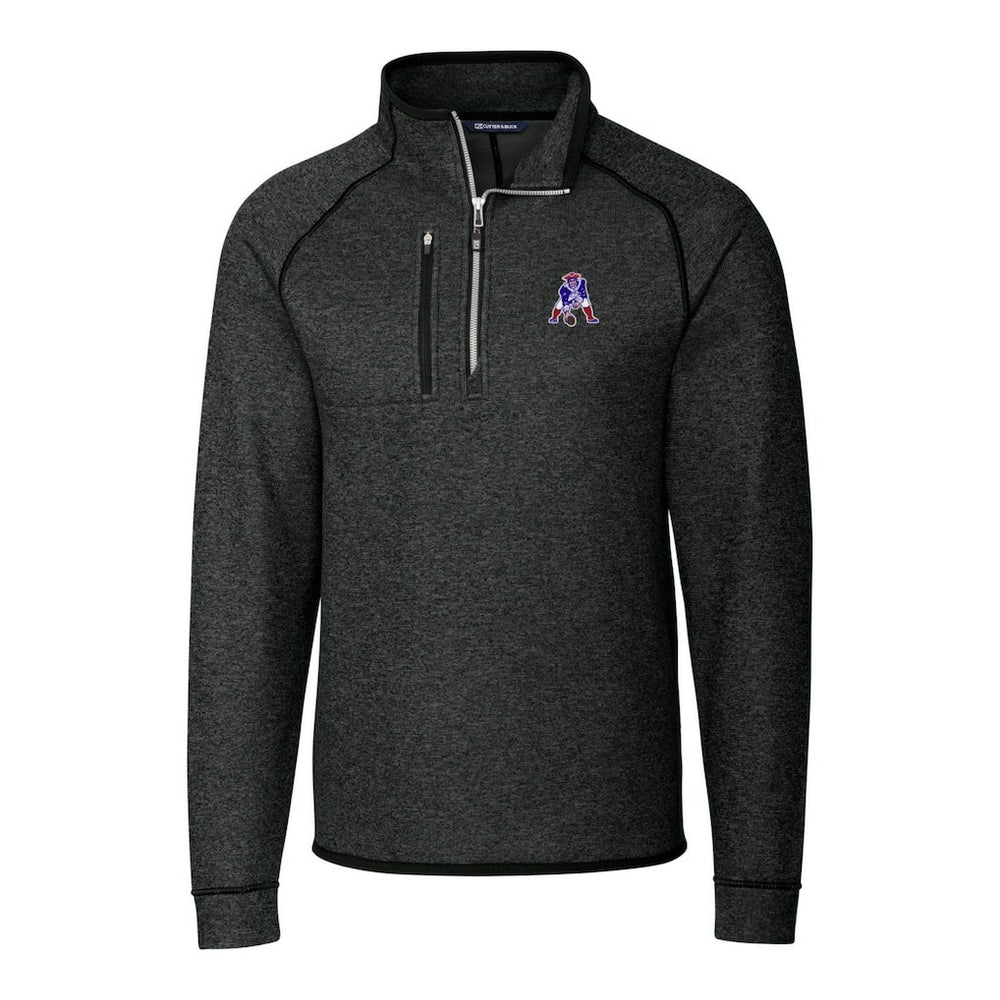 New England Patriots  Cutter & Buck Throwback Logo Mainsail Sweater-Knit Half-Zip Pullover Jacket