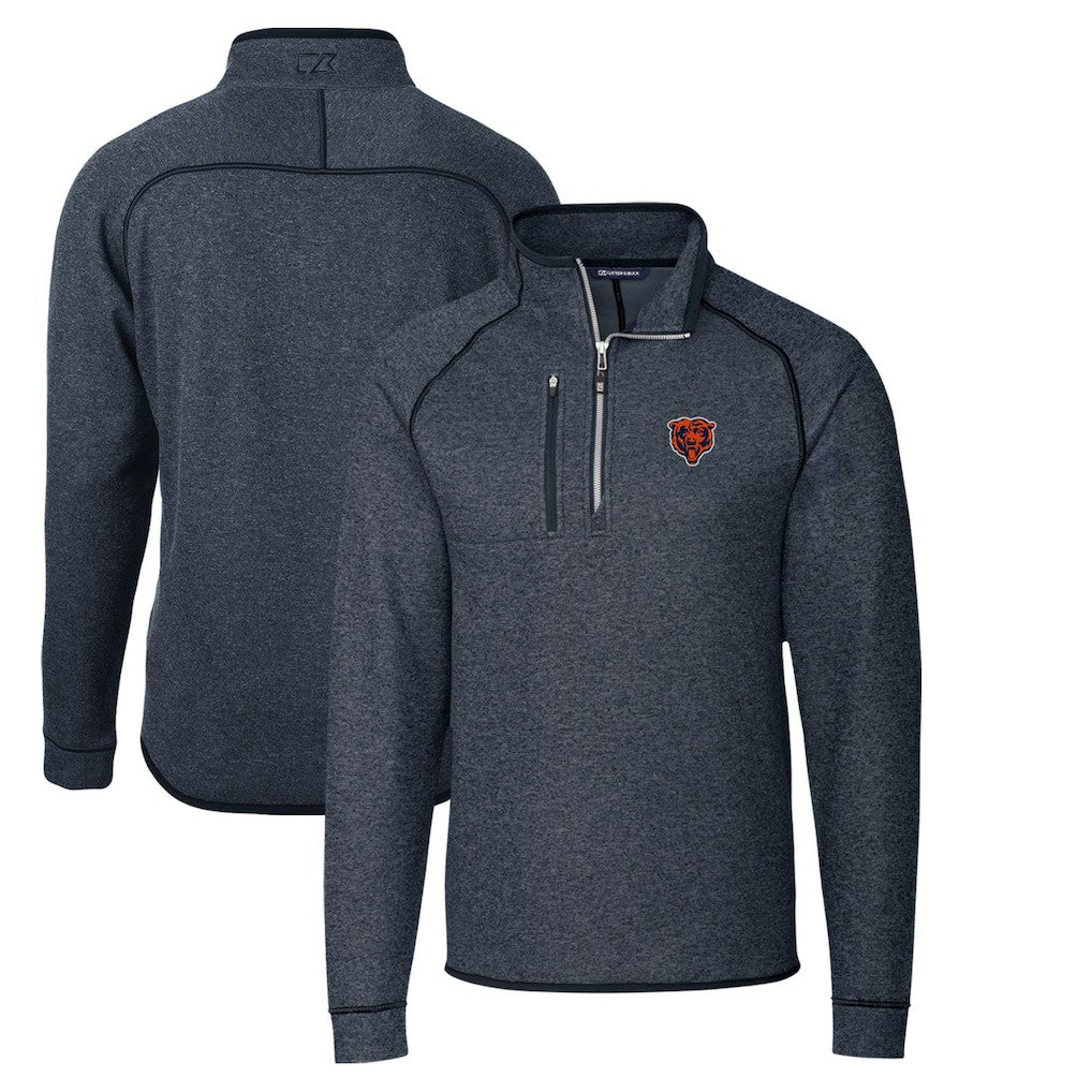 Chicago Bears  Cutter & Buck Throwback Logo Mainsail Sweater-Knit Half-Zip Pullover Jacket