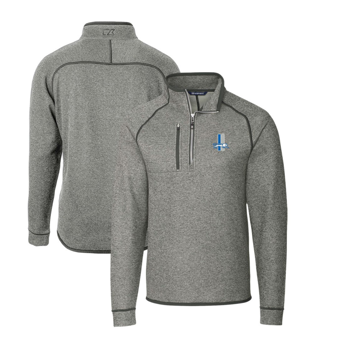 Detroit Lions  Cutter & Buck Throwback Logo Mainsail Sweater-Knit Half-Zip Pullover Jacket