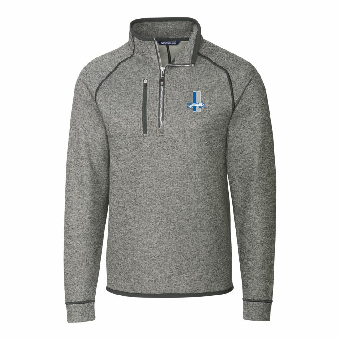 Detroit Lions  Cutter & Buck Throwback Logo Mainsail Sweater-Knit Half-Zip Pullover Jacket
