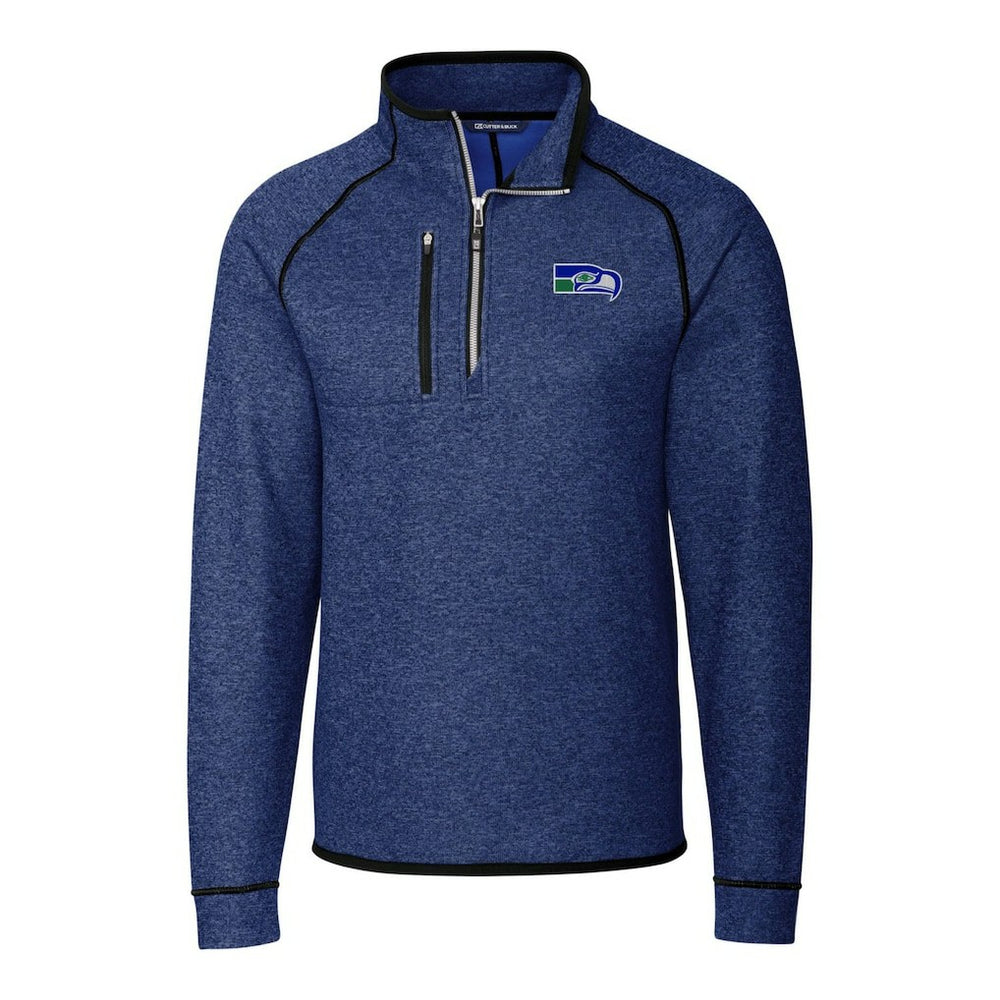 Seattle Seahawks  Cutter & Buck Throwback Logo Mainsail Sweater-Knit Half-Zip Pullover Jacket