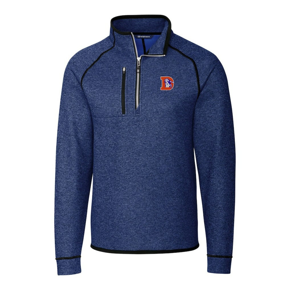 Denver Broncos  Cutter & Buck Throwback Logo Mainsail Sweater-Knit Half-Zip Pullover Jacket