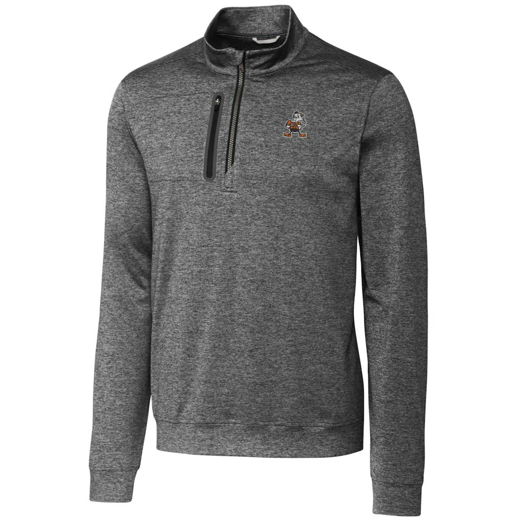Cleveland Browns  Cutter & Buck Stealth Heathered Throwback Logo Quarter-Zip Pullover Top