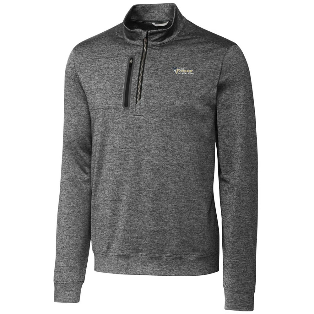 New York Jets  Cutter & Buck Stealth Heathered Throwback Logo Quarter-Zip Pullover Top