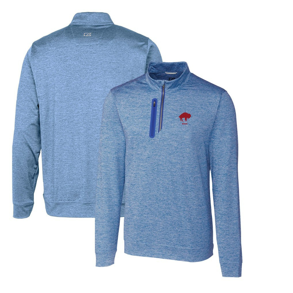 Buffalo Bills  Cutter & Buck Stealth Heathered Throwback Logo Quarter-Zip Pullover Top
