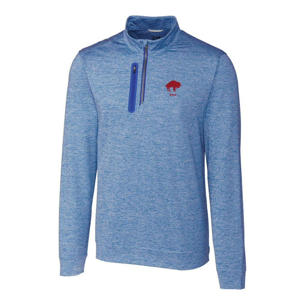 Buffalo Bills  Cutter & Buck Stealth Heathered Throwback Logo Quarter-Zip Pullover Top