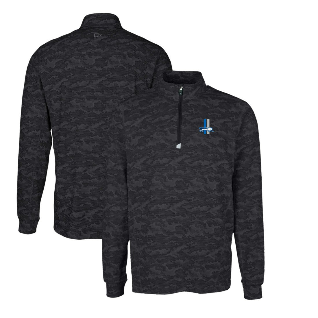 Detroit Lions  Cutter & Buck Throwback Logo Traverse Camo Print Stretch Quarter-Zip Pullover Top