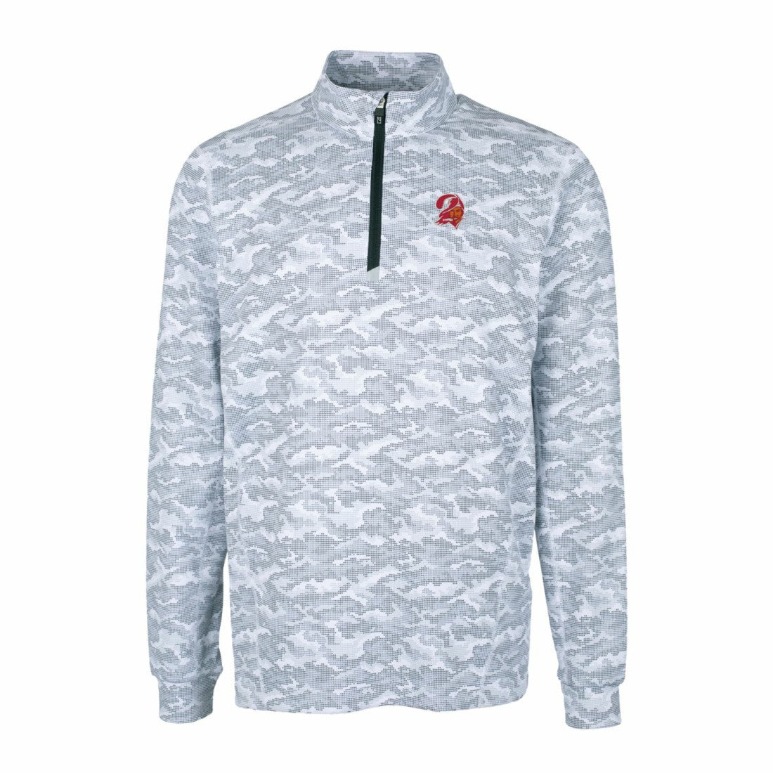 Tampa Bay Buccaneers  Cutter & Buck Throwback Logo Traverse Camo Print Stretch Quarter-Zip Pullover Top