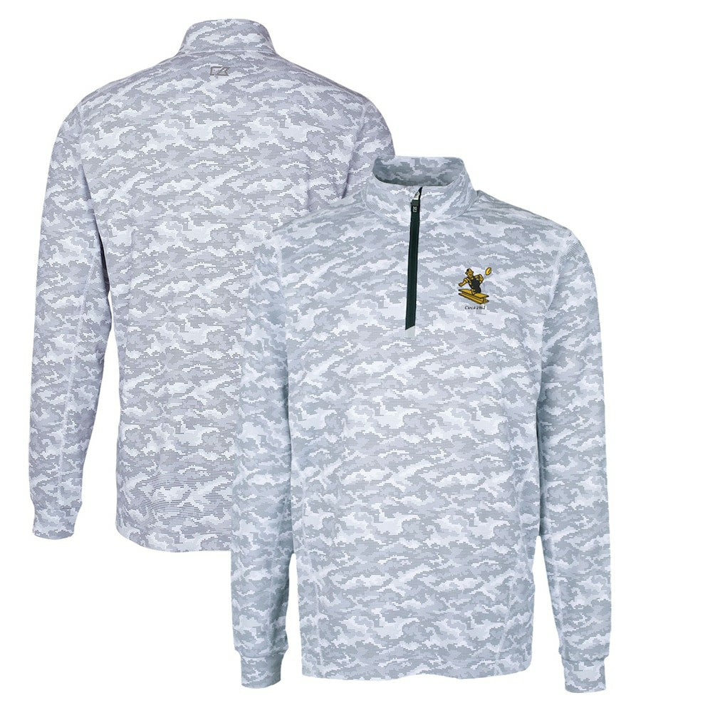 Pittsburgh Steelers  Cutter & Buck Throwback Logo Traverse Camo Print Stretch Quarter-Zip Pullover Top