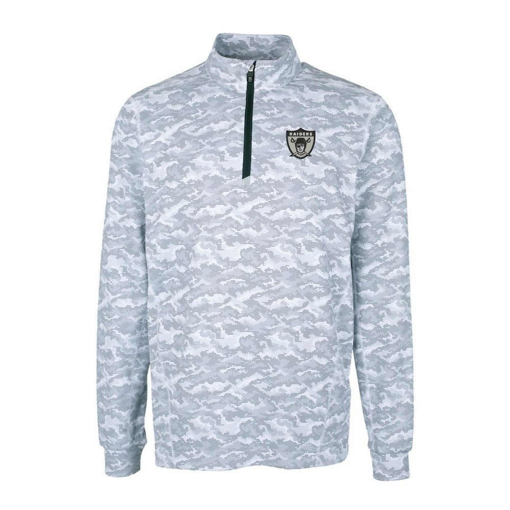 Las Vegas Raiders  Cutter & Buck Throwback Logo Traverse Camo Print Stretch Quarter-Zip Pullover Top